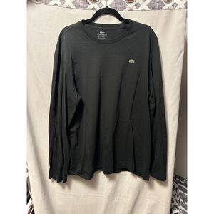 Lacoste Men Long Sleeve Cotton Jersey Crewneck T-Shirt Black Size 8 Slim Large